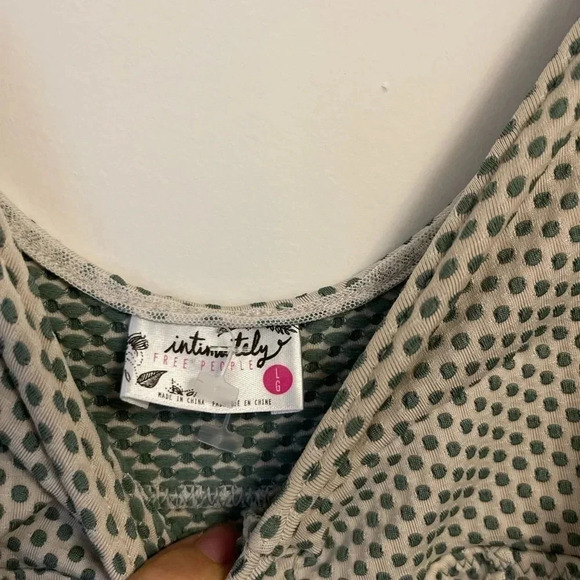 Intimately Free People Slip Dress Large green polka  dots pin up feminine 60s - Picture 3 of 6